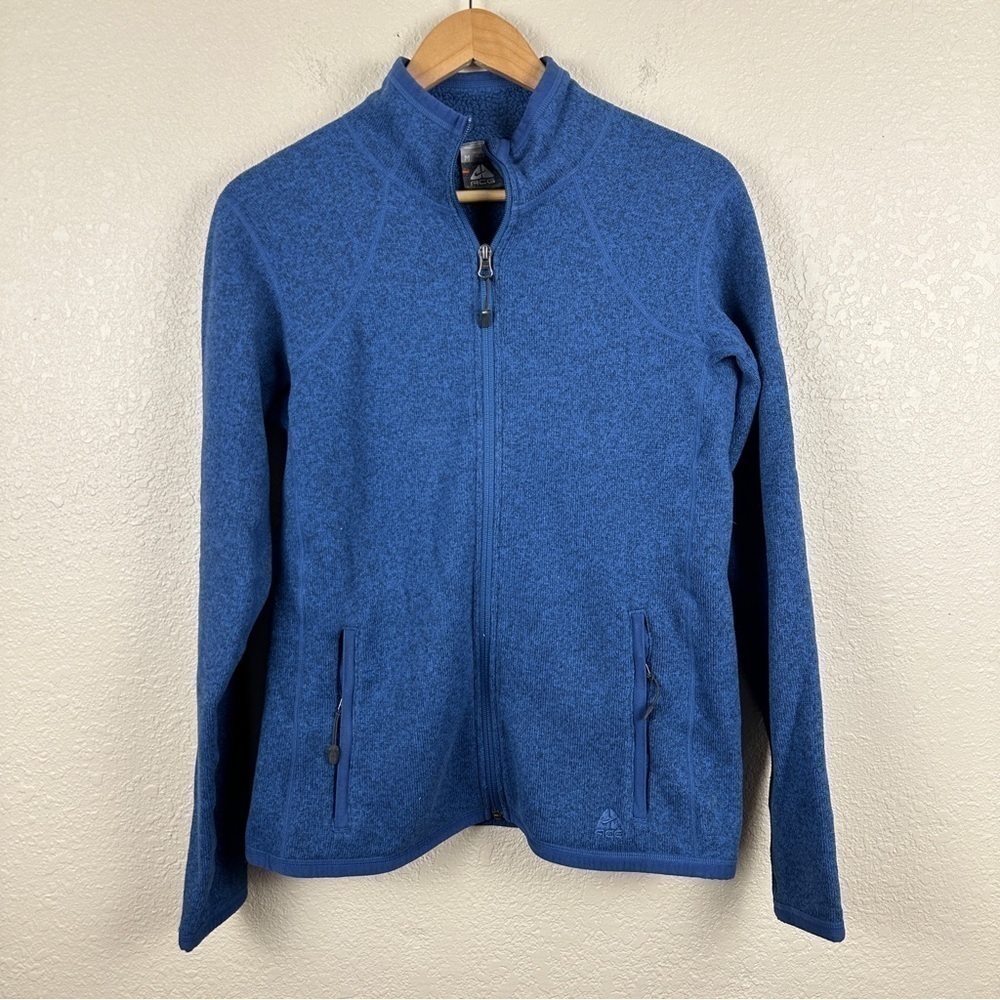 Nike ACG Blue Zip Front Fleece Long Sleeve Jacket Size Medium Women